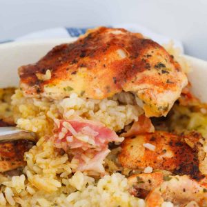 Baked Chicken And Rice With Bacon