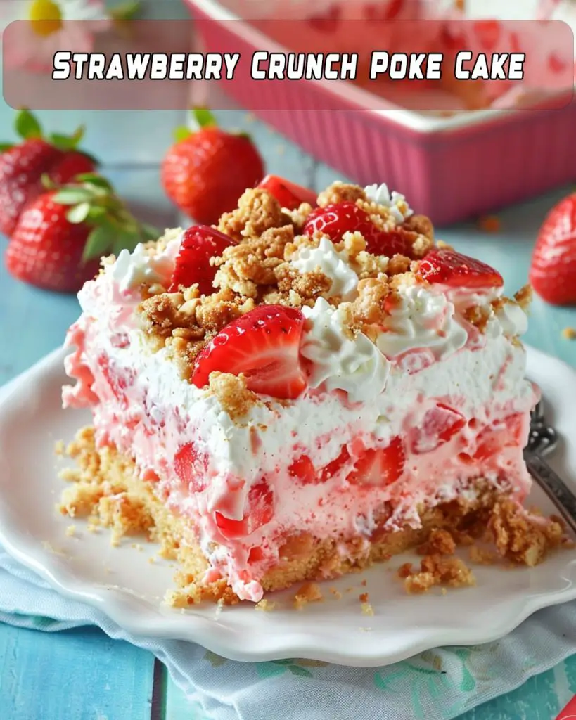 Strawberry Crunch Poke Cake