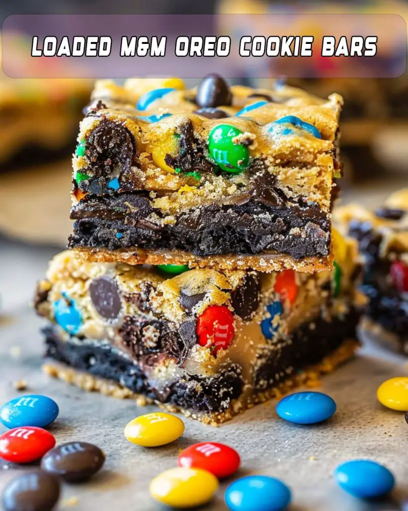 Loaded M&M Oreo Cookie Bars